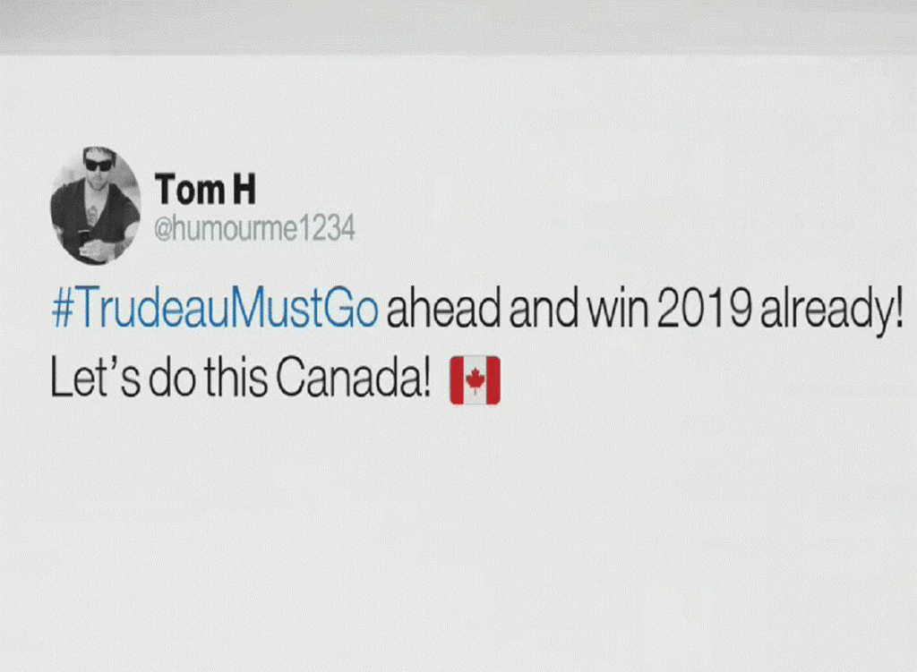 هشتک توییتری TrudeauMustGo# جعلی است