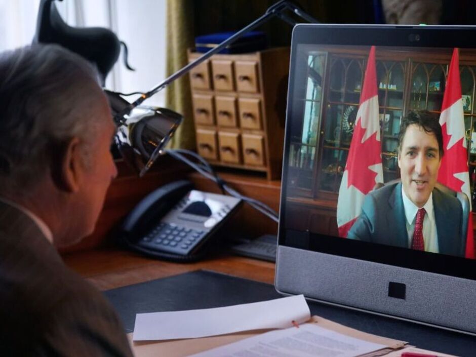 گفتگوی مجازی شاه چارلز سوم با جاستین ترودو، نخست وزیر کانادا