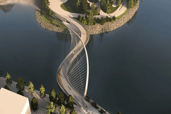 پلی منحنی و معلق، ساحل تورنتو را به جزیرهای جدید متصل میکند! پلی منحنی و معلق، ساحل تورنتو را به جزیرهای جدید متصل میکند!