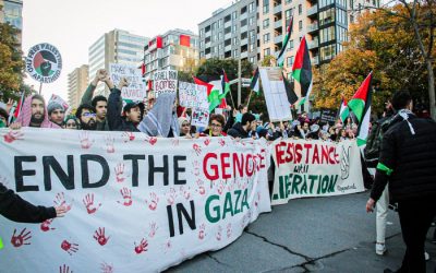 حامیان آزادی فلسطین در میدان ویکتوریا مونترال تحصن کردند