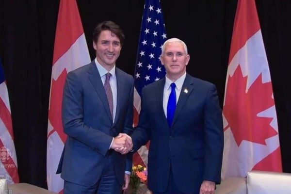 Trudeau-Pence نخست وزیر جاستین ترودو در دیدار با مایک پنس