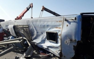 واژگونی اتوبوس حامل خبرنگاران