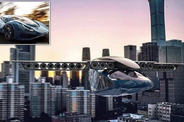 طرح اولیه از خودروی اسپرتی که به پهپاد تبدیل می شود